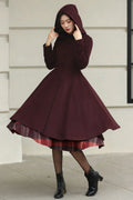 Winter Wool Swing Coat – Vintage Button Front Overcoat 6531