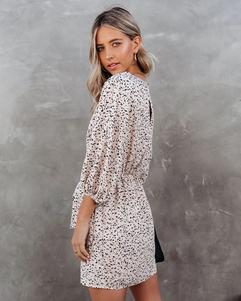 Keeper Printed Tie Dress - Beige