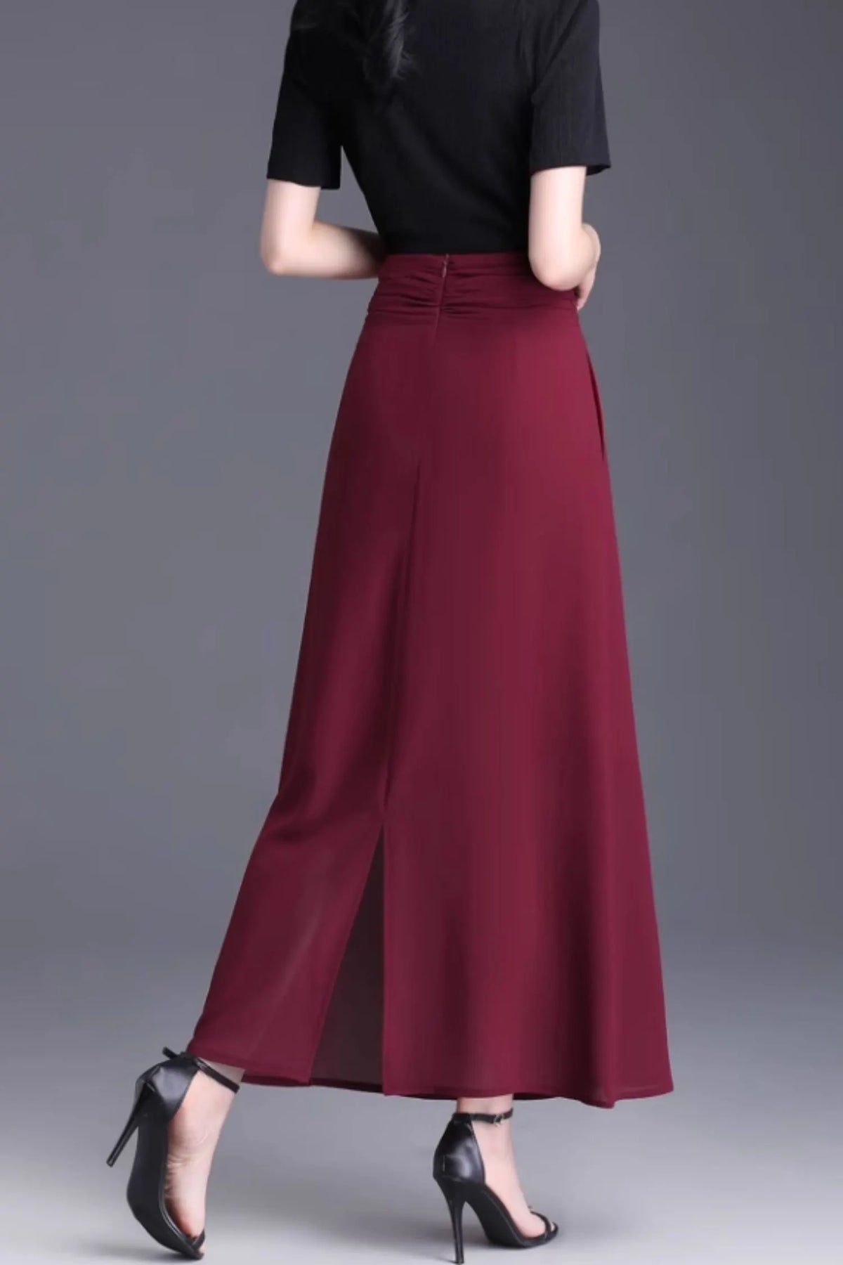 High waisted long chiffon summer skirt women 6132