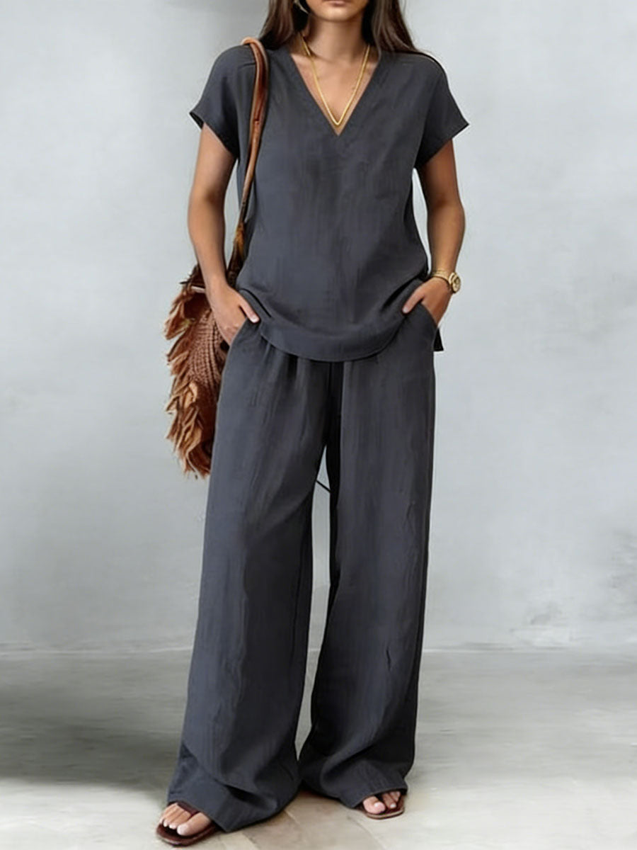 Chic Two-Piece Set in linen, Premium Look
