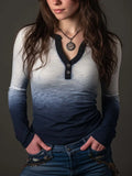 Western Indigo Gradient Henley Shirt