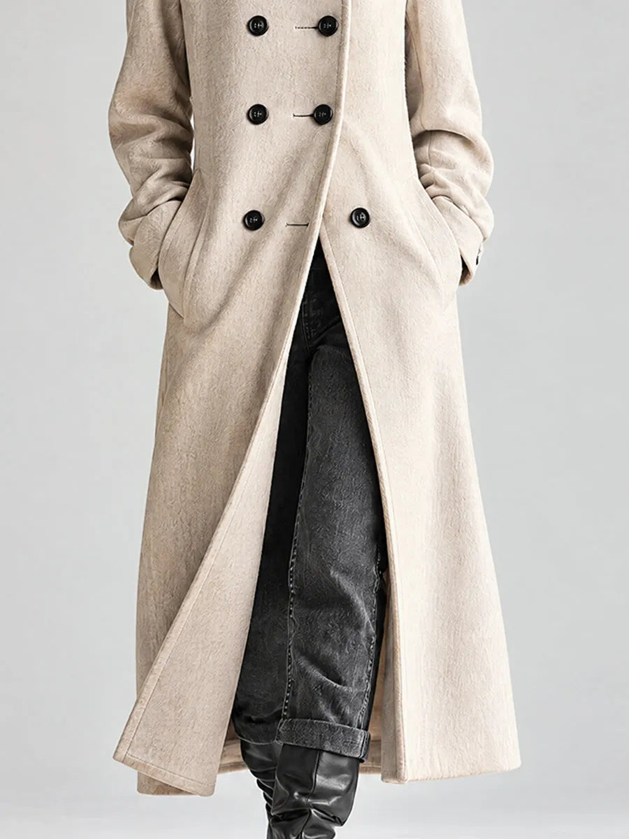 Oatmeal Grey Nomad Double-Breasted Duster Coat