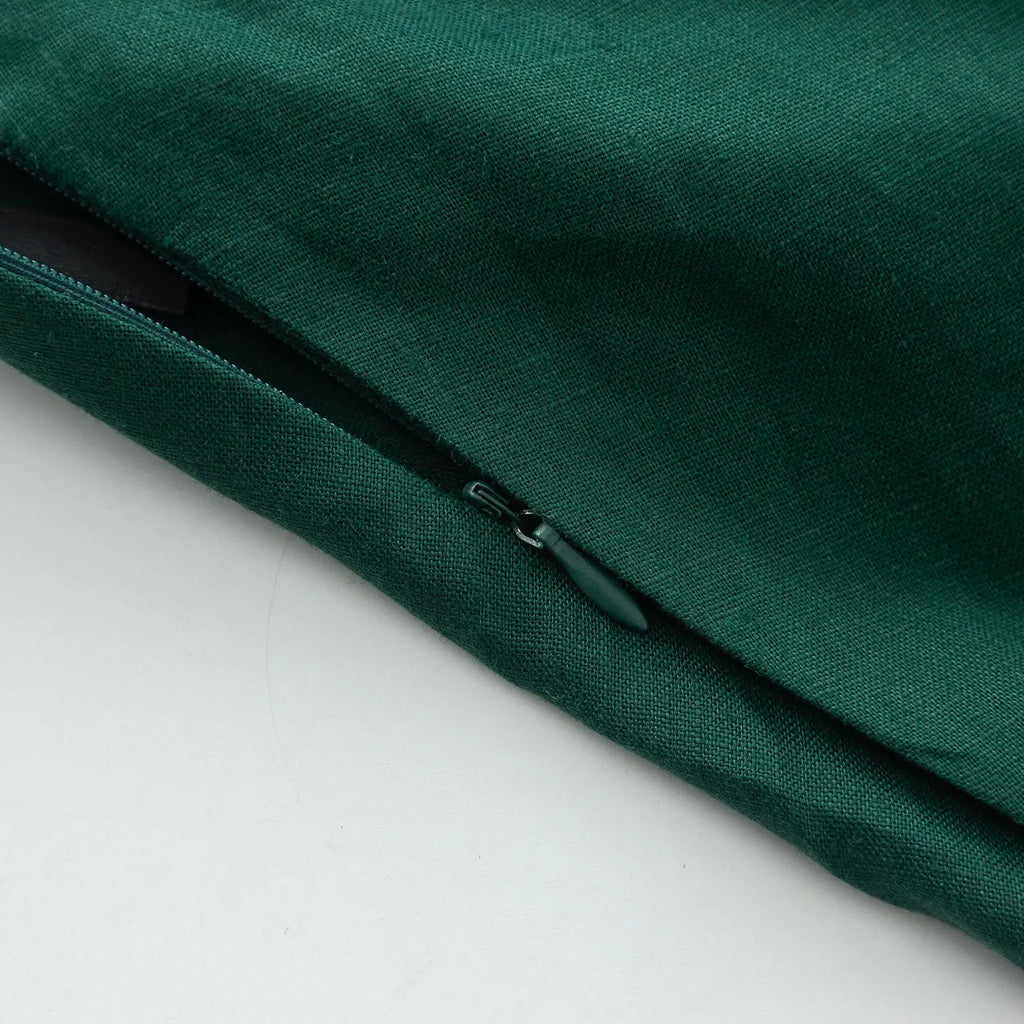 Green Linen Maxi Skirt - A-Line Flowy Silhouette with Pockets 4929