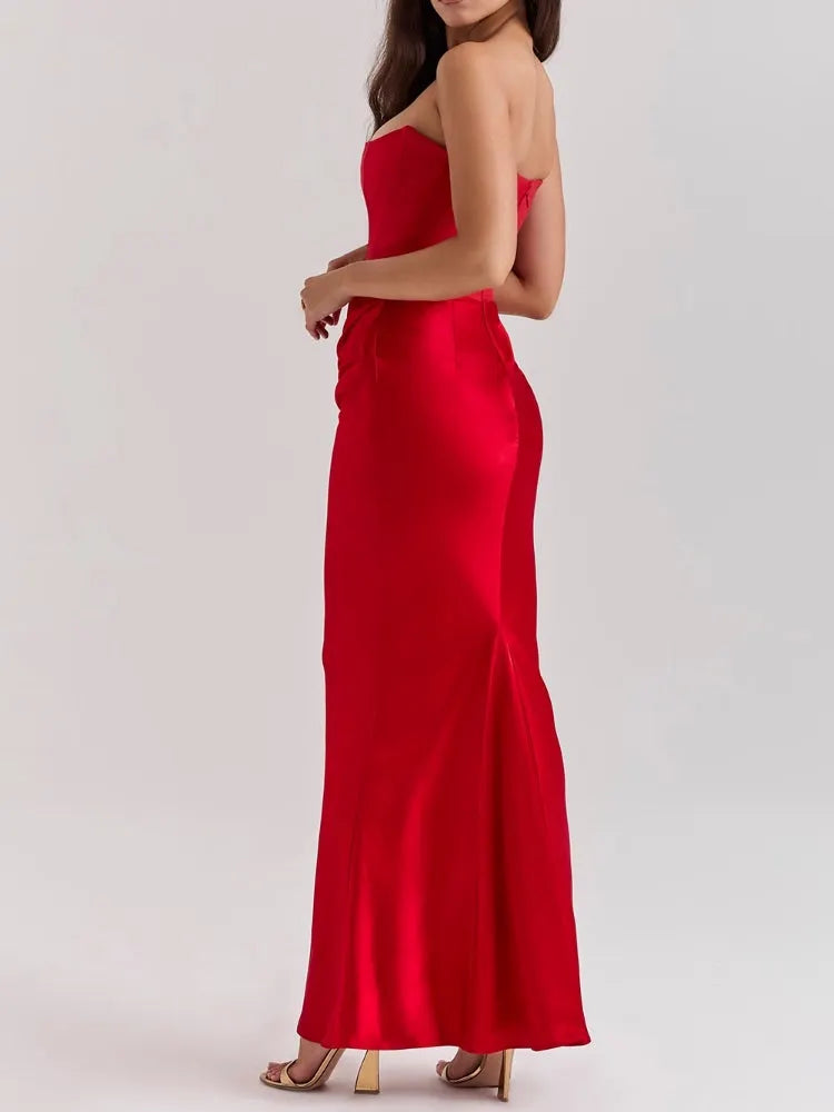 Scarlet Strapless Corset Maxi Dress