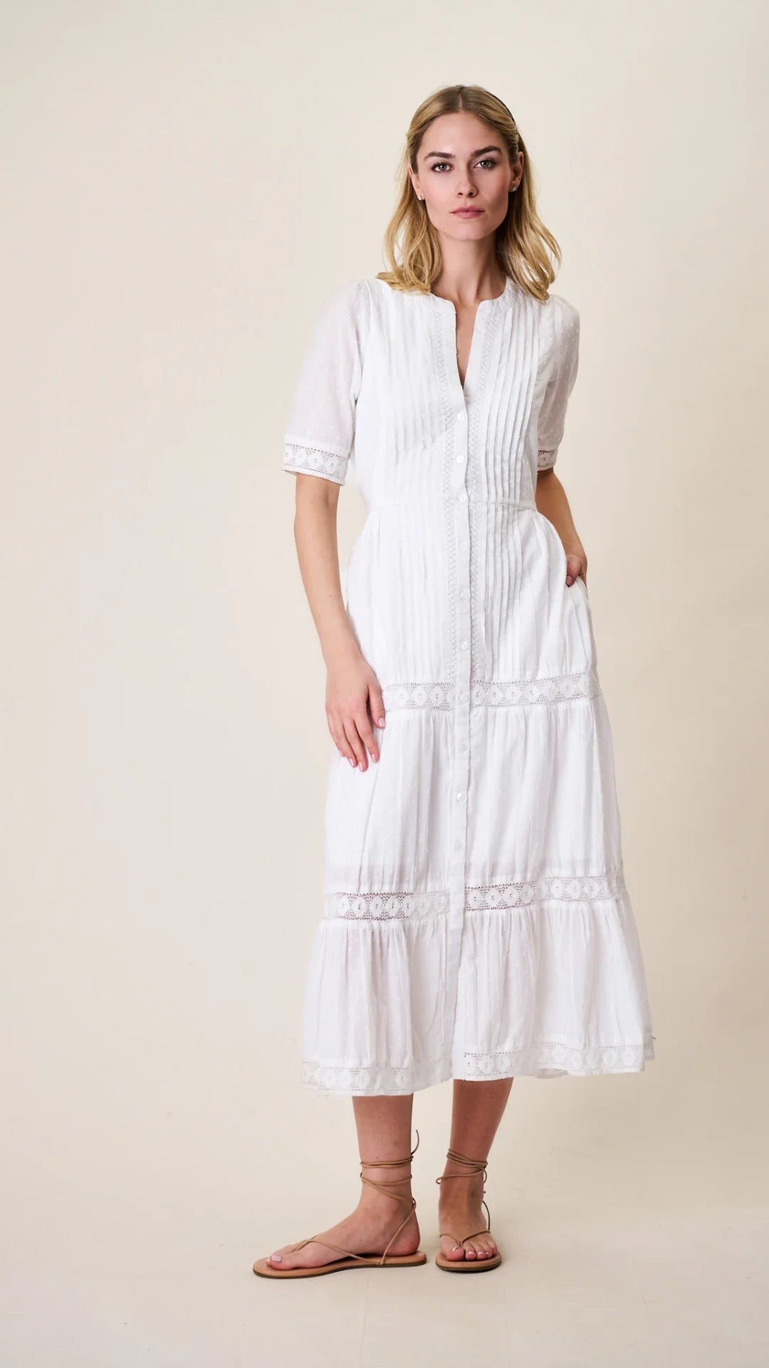 Eve Dress - White Dobby