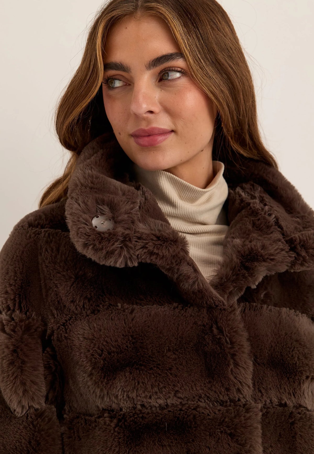 Faux fur High Collar Coat