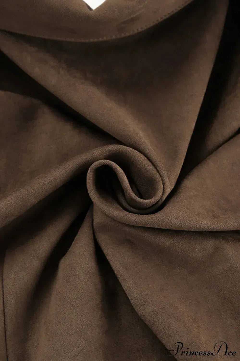Suede Belted Blazer Collar Elegant Coat