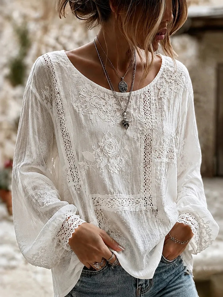 Retro Top in linen, Premium Look