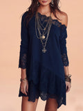 Day Dress — Deep Marine Elegant Chic Bodycon Slip Lace Dress Mini Dress
