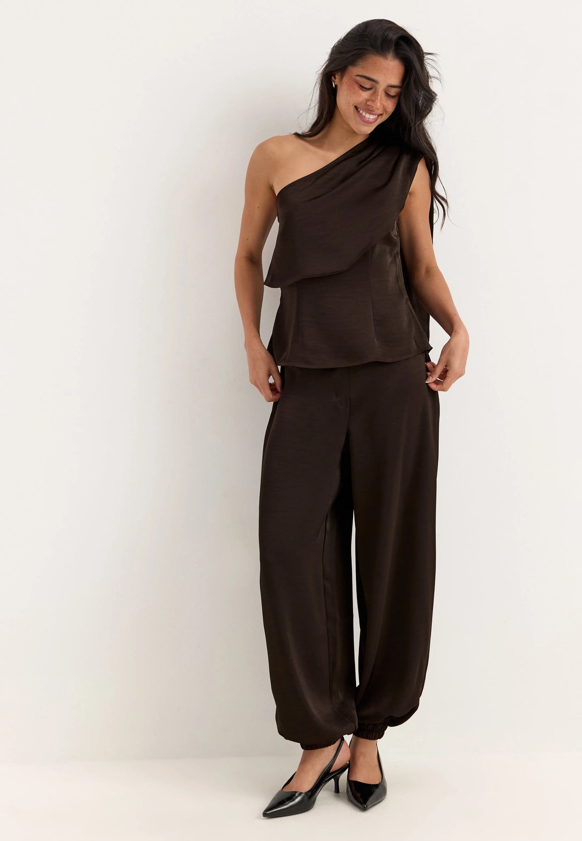 Satin One Shoulder Blouse