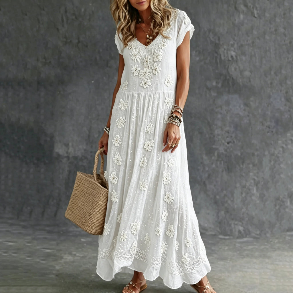 Chic Maxi Dress in linen, Affordable Luxury