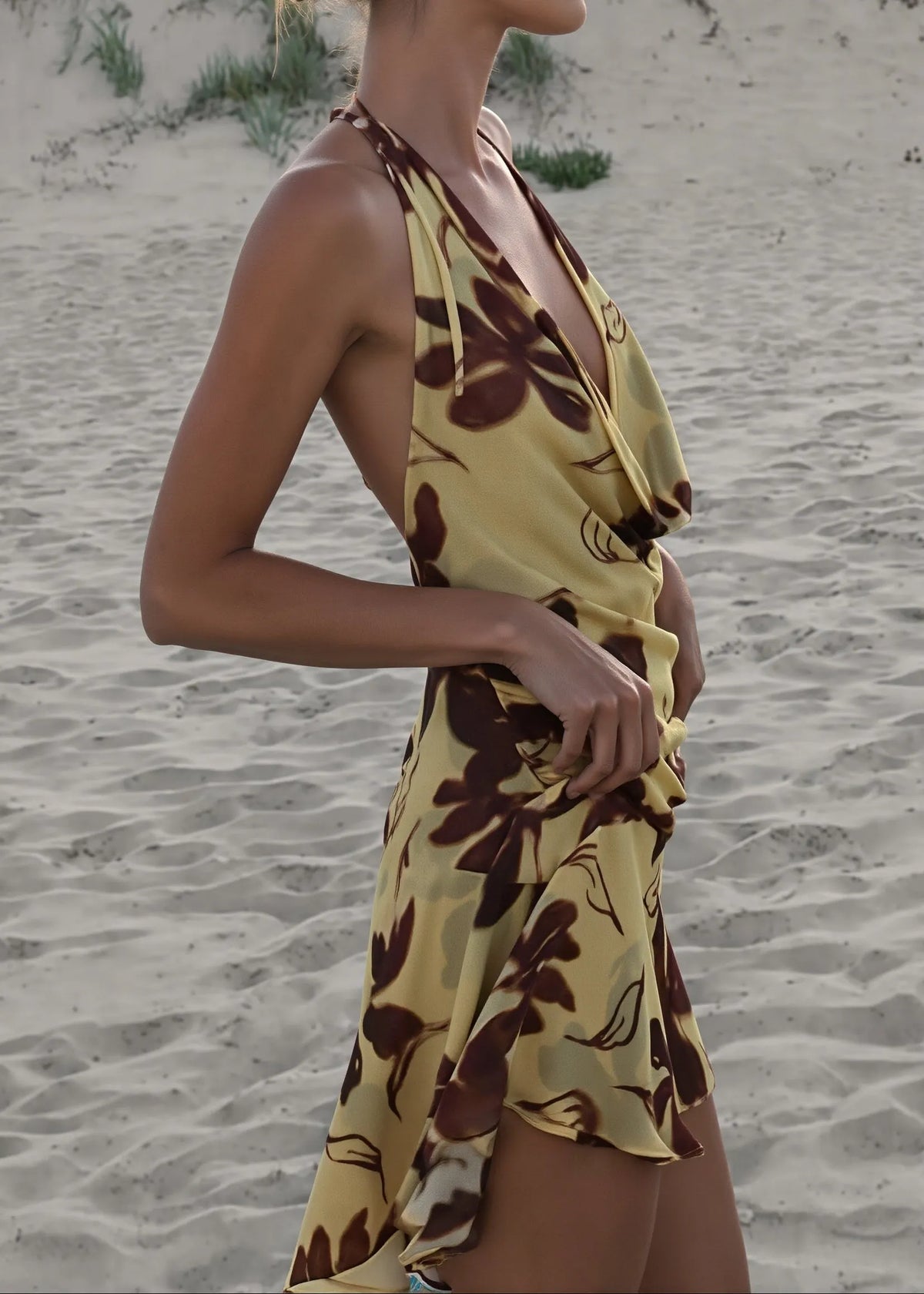 Vacation Halter Floral Backless Mini Dress