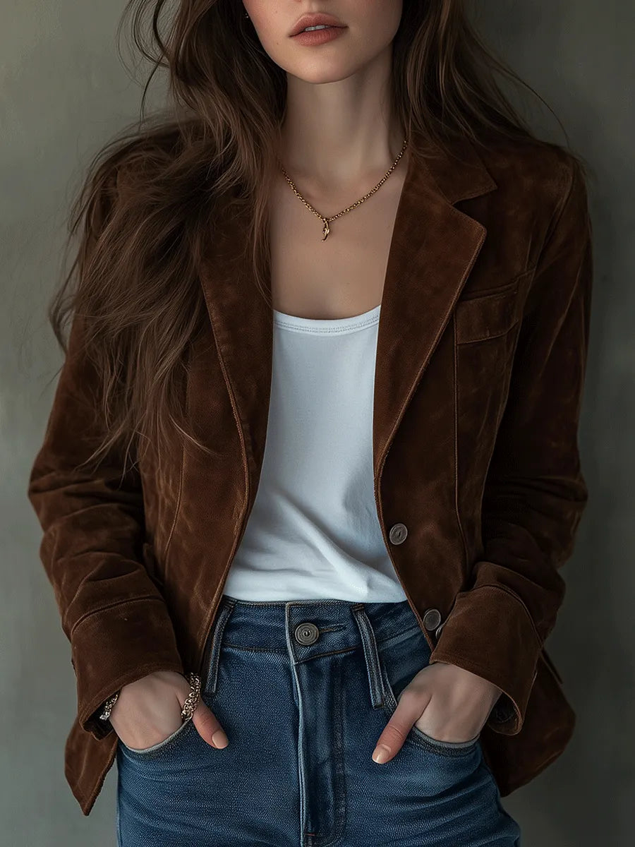 Luxurious Chocolate Velvet Blazer