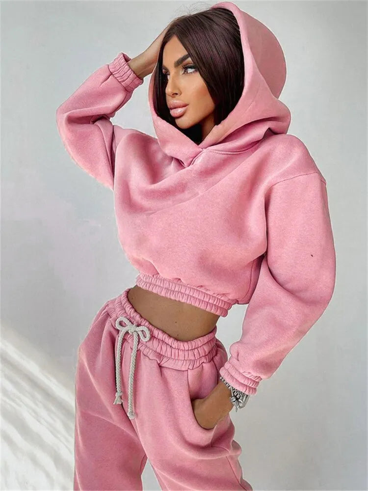 KittenAlarm - Mojoyce New Oversized Hoodie And Pants Set For Women Hooded Sporty Leggings Matching Tracksuit Two Piece S
