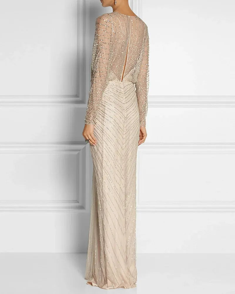 Maxi Dress V-neck Shiny Lady