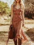 Rust Paisley Midi Dress