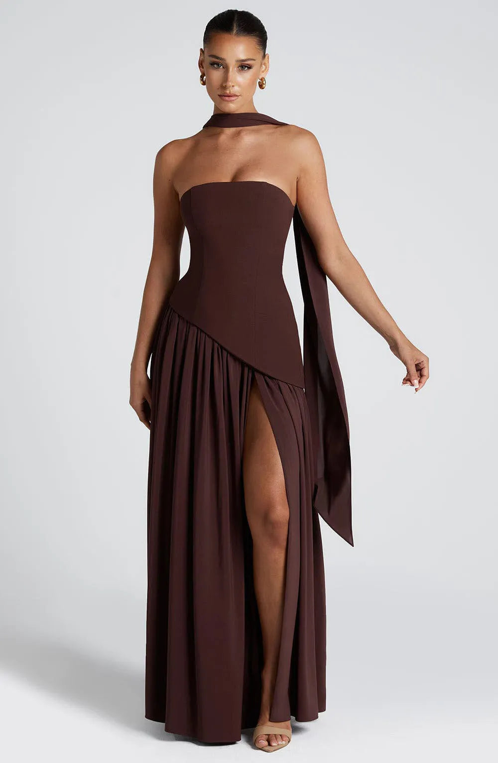 STRAPLESS SLIT DRESS