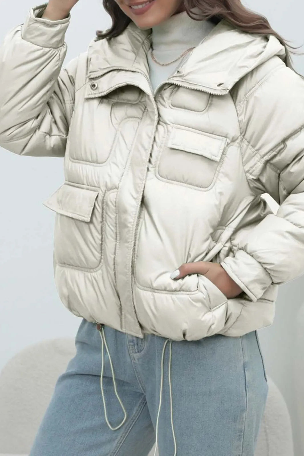 Bright Color Stand Collar Puffer Coat