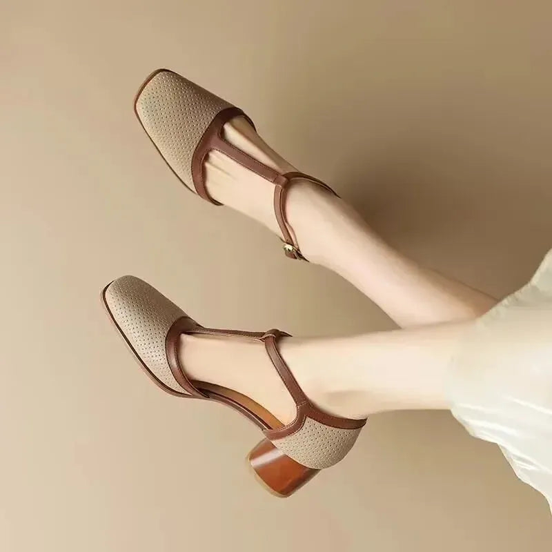 Isava Mid Heel Shoes Real Leather