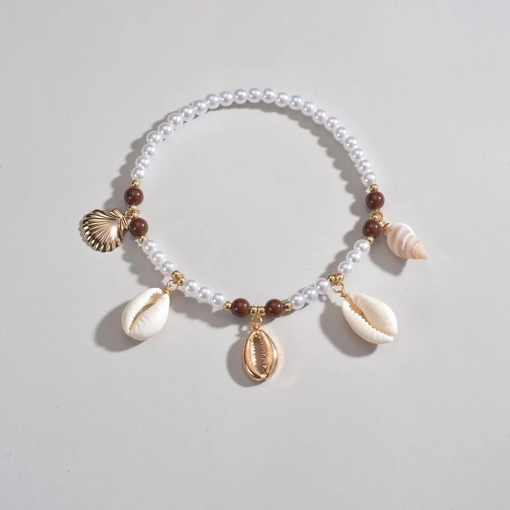 Bohemian Shell And Pearl Anklet