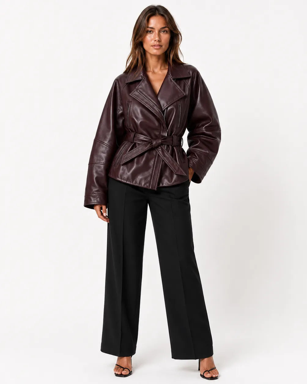 VALERIE BELTED LEATHER JACKET