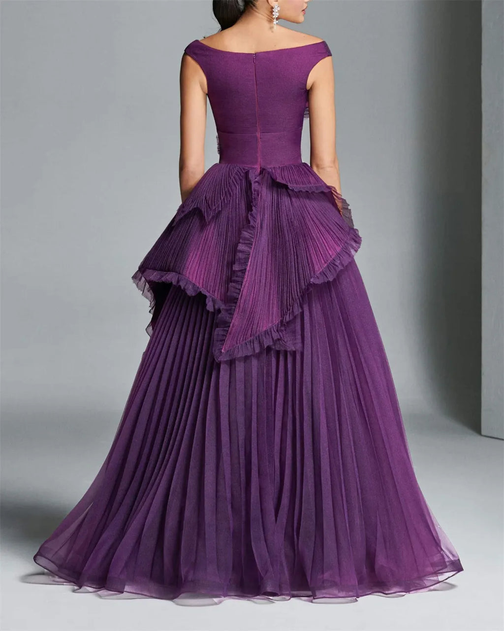 Women's Purple Sleeveless Pleated Dress