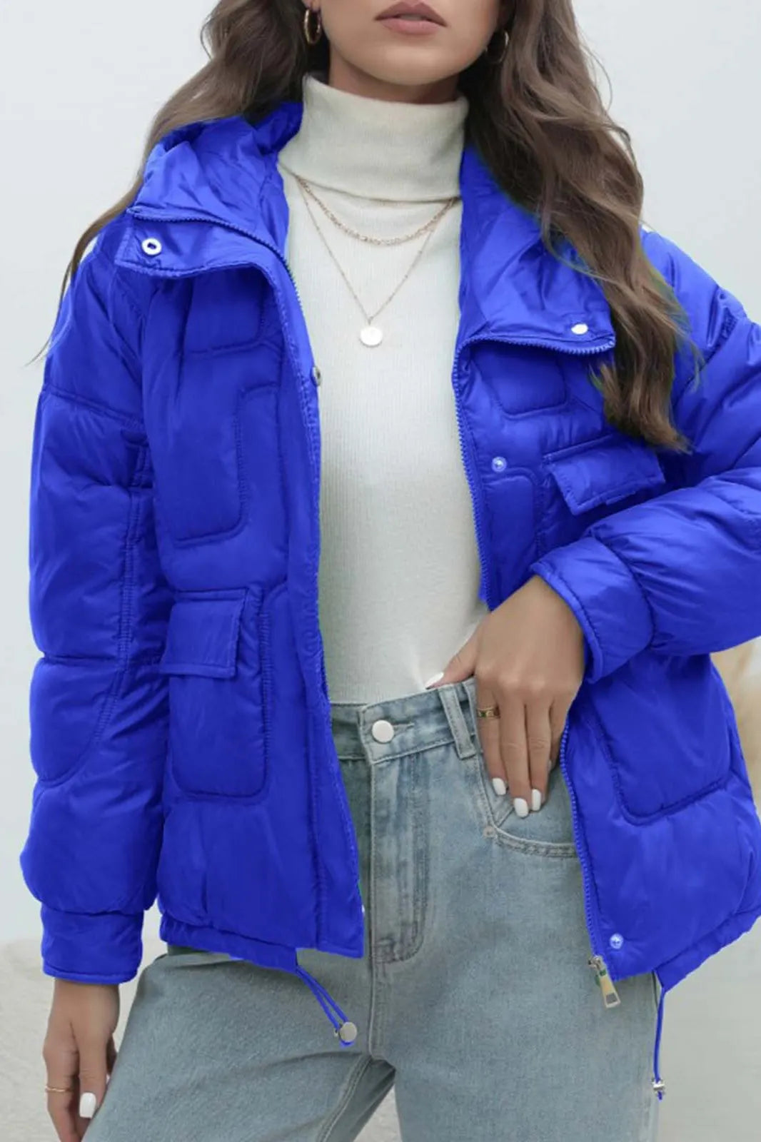 Bright Color Stand Collar Puffer Coat
