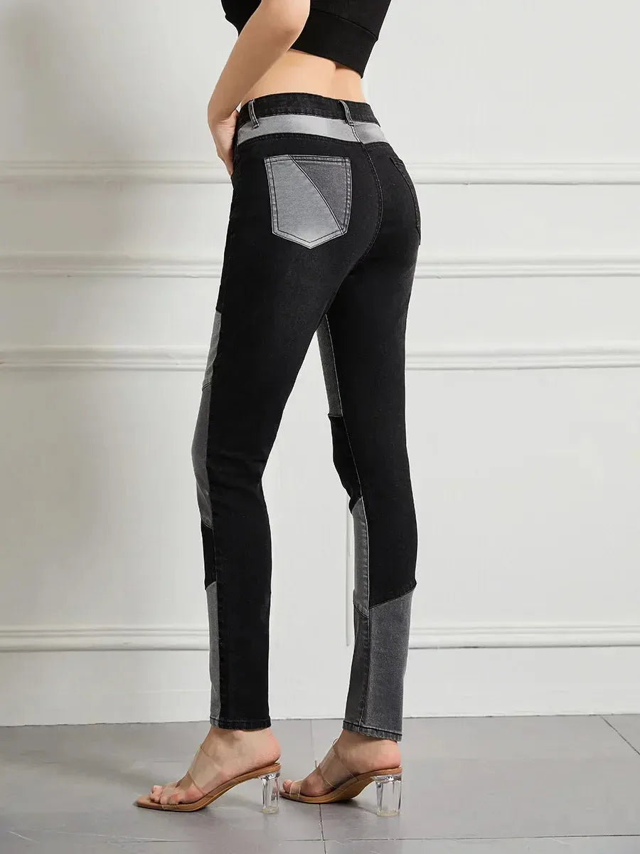Stretch Patchwork Slim Fashion Vintage Streetwear Denim Jean