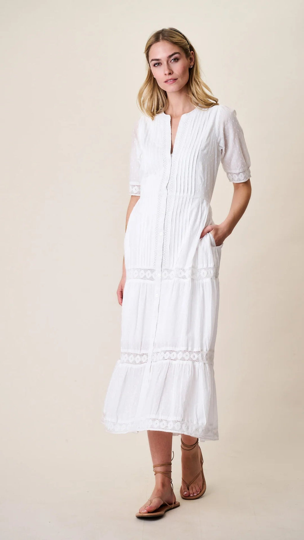 Eve Dress - White Dobby