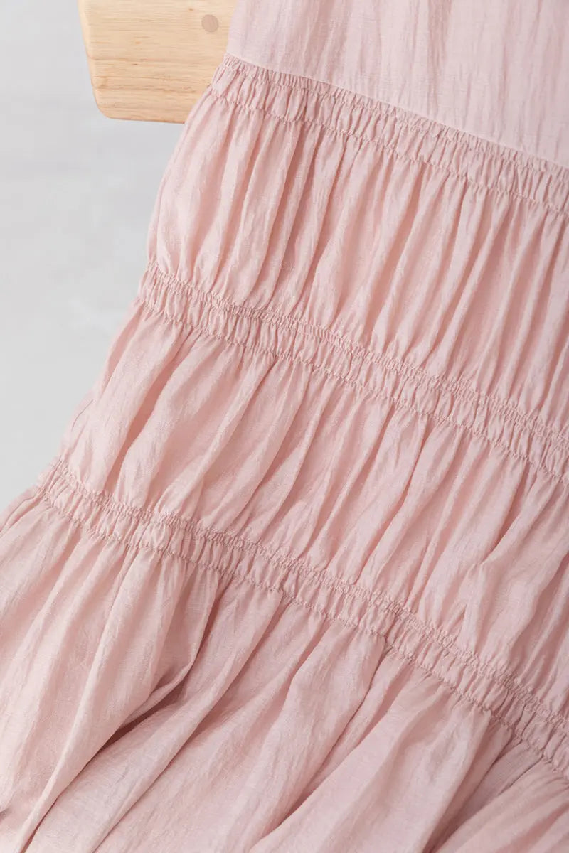 Cotton Tiered Long Sleeve Maxi Dress
