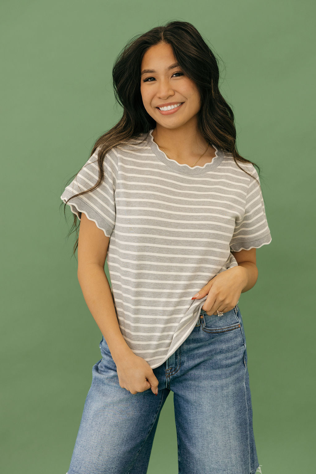 Mindi Top-Grey/Ivory