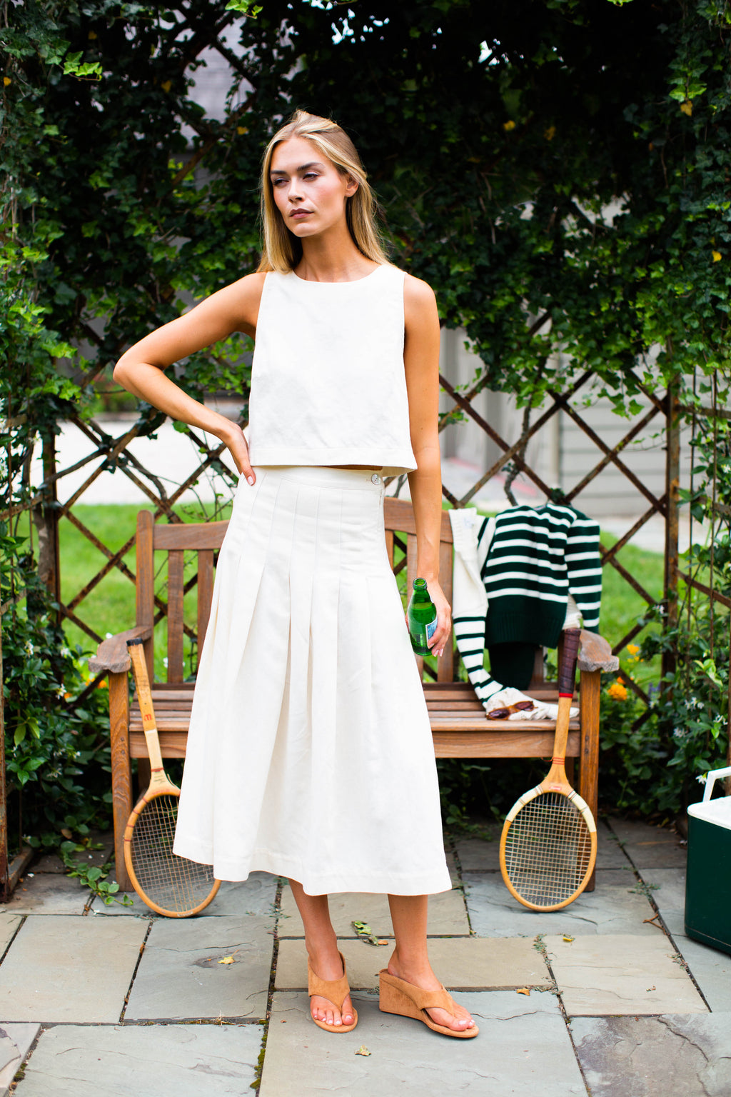 Josie Cotton-Linen Tank - Ivory