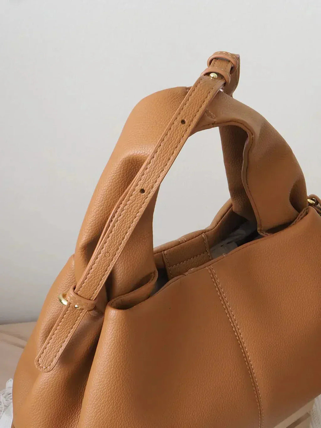 Trapezoid Structured Faux Suede Bag