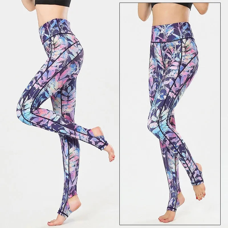 KittenAlarm - Mojoyce Cloud Hide Yoga Pants Women Flower High Waist Sports Leggings Long Tights Push Up Trainer Running 