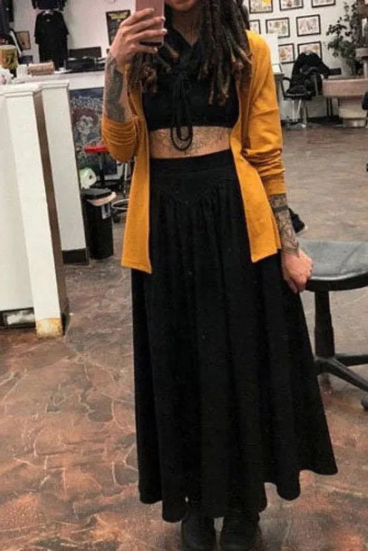Brown Wool Maxi Skirt - Vintage High Waist A-Line Silhouette 1642