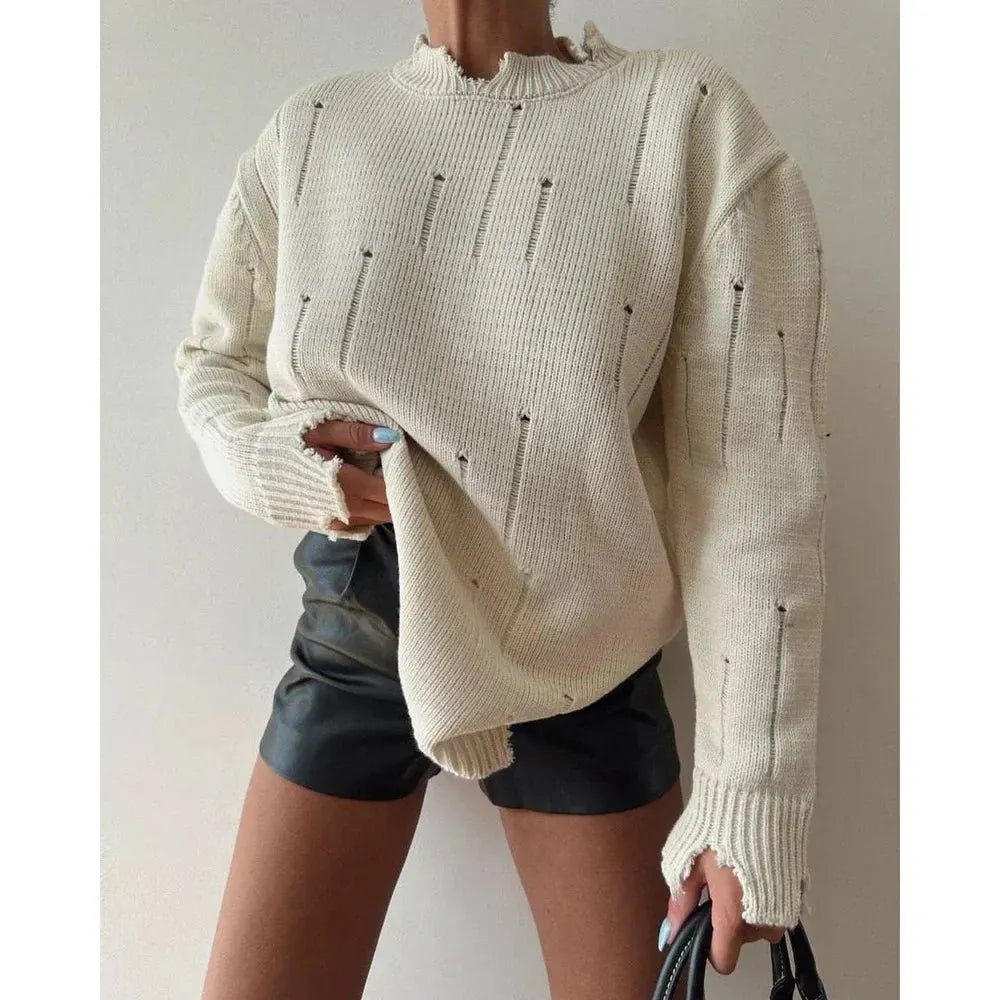 Ripped Y2K Casual Long Sleeve Sweater