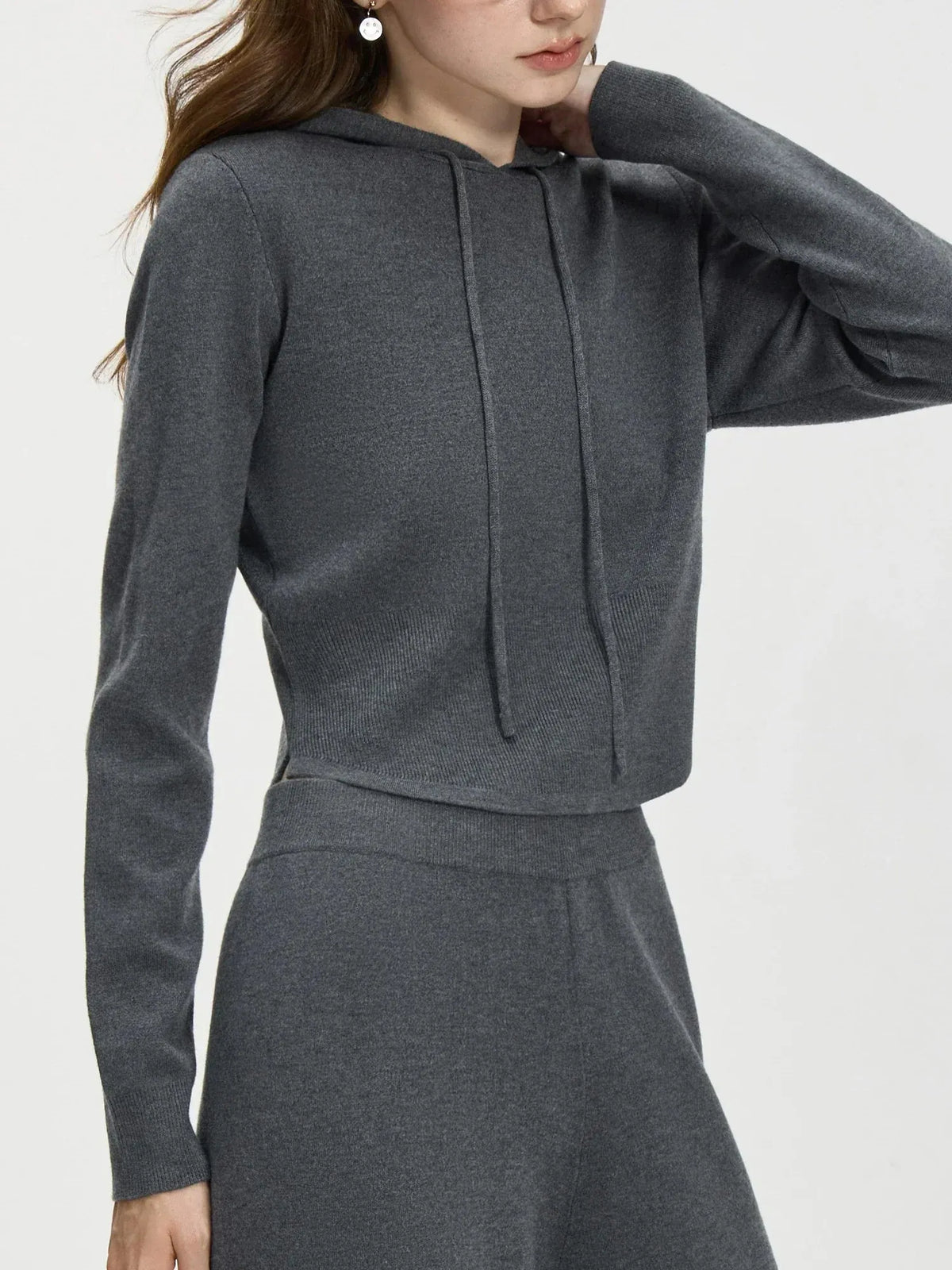 4.1% Wool Short Hooded Chic Knitwear Sweater