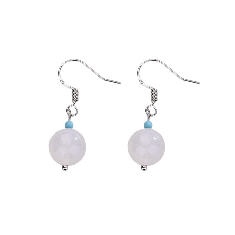 White Jade Ball Jade Earrings