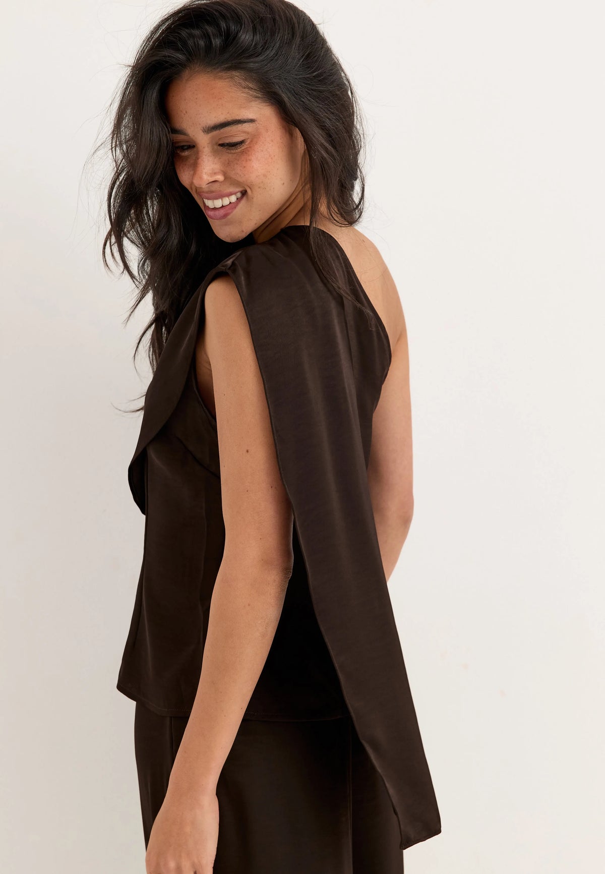 Satin One Shoulder Blouse