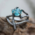 Sterling Silver Raw Gemstone Uncut Twig Ring