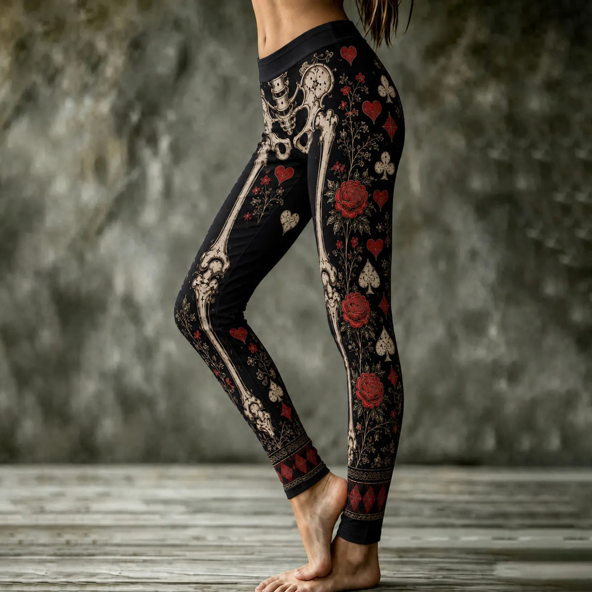 Women's Retro Halloween Gothic Skeleton Art Casual Leggings