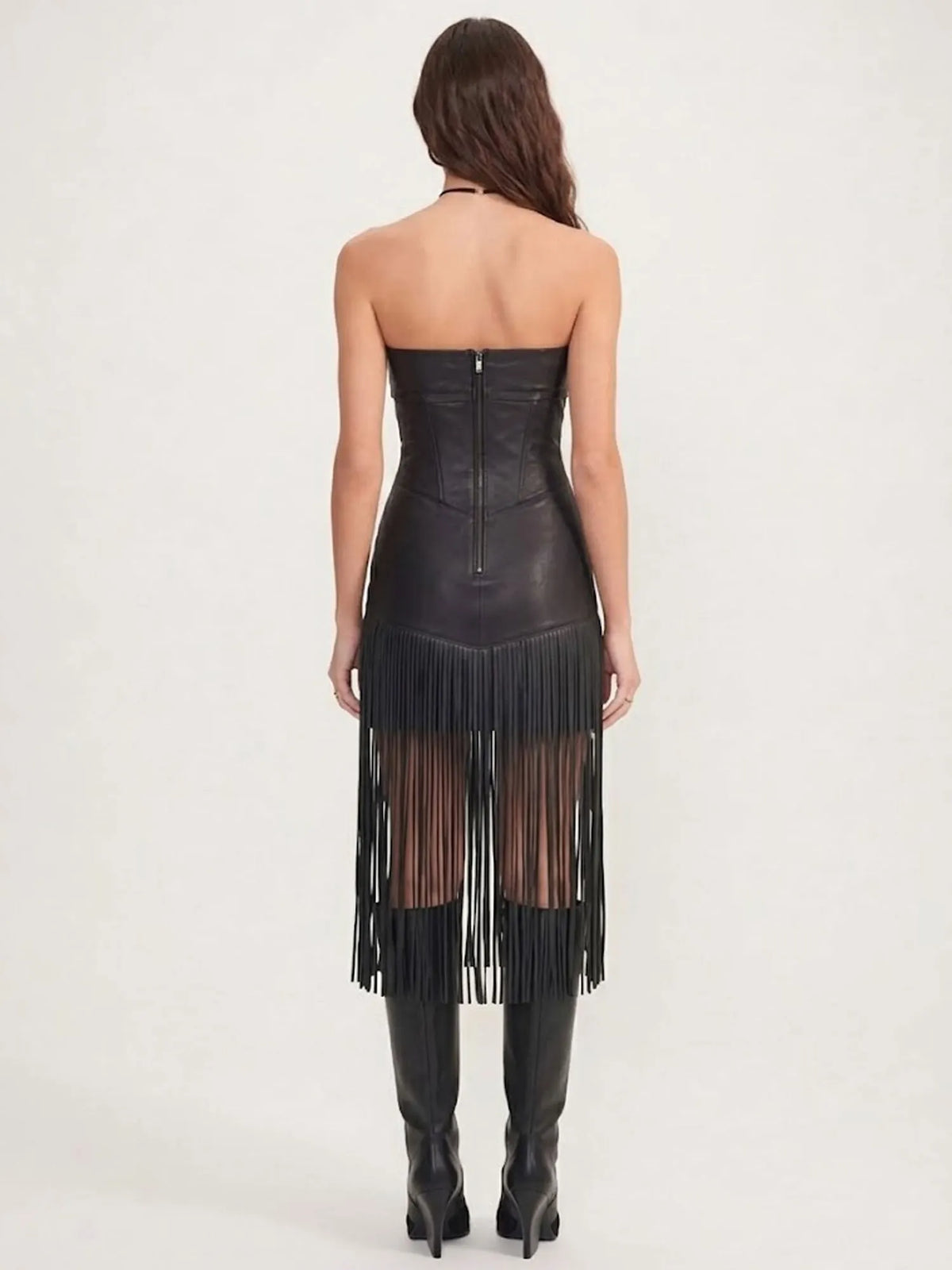 2026 S/S Collection — Women's Metal Buckle Belt Detail Western Boho Strapless Mini Dress