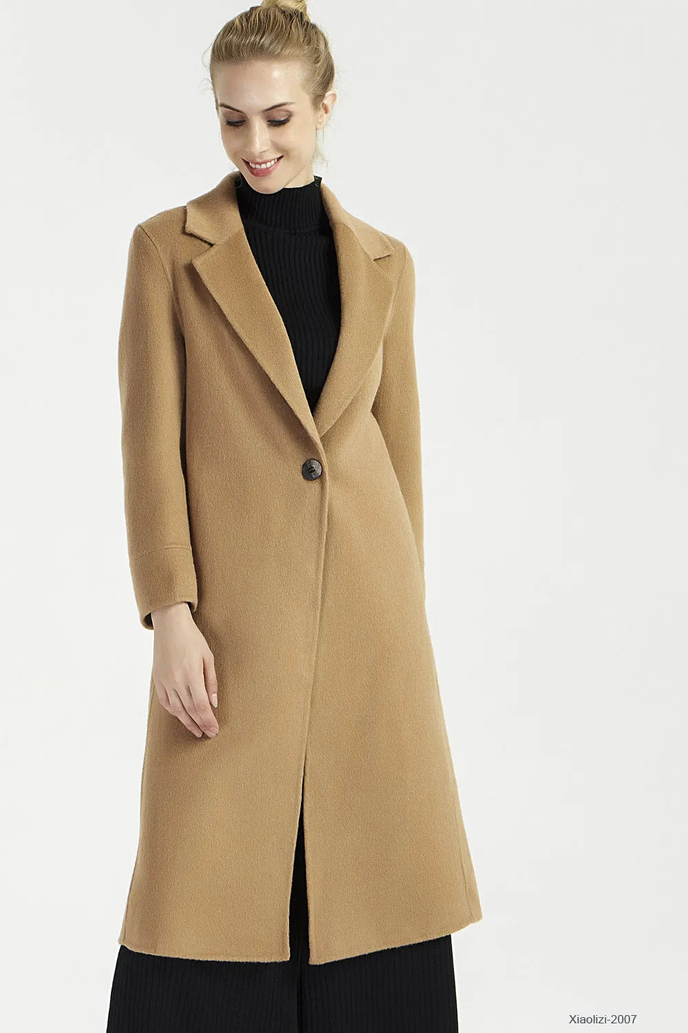 Camel Wool Coat – Timeless Single-Breasted Long Winter Overcoat 2007