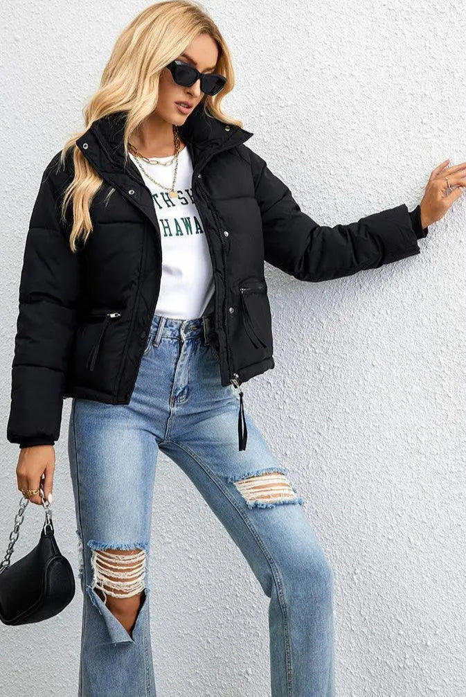 Short Stand Collar Puffer Coat