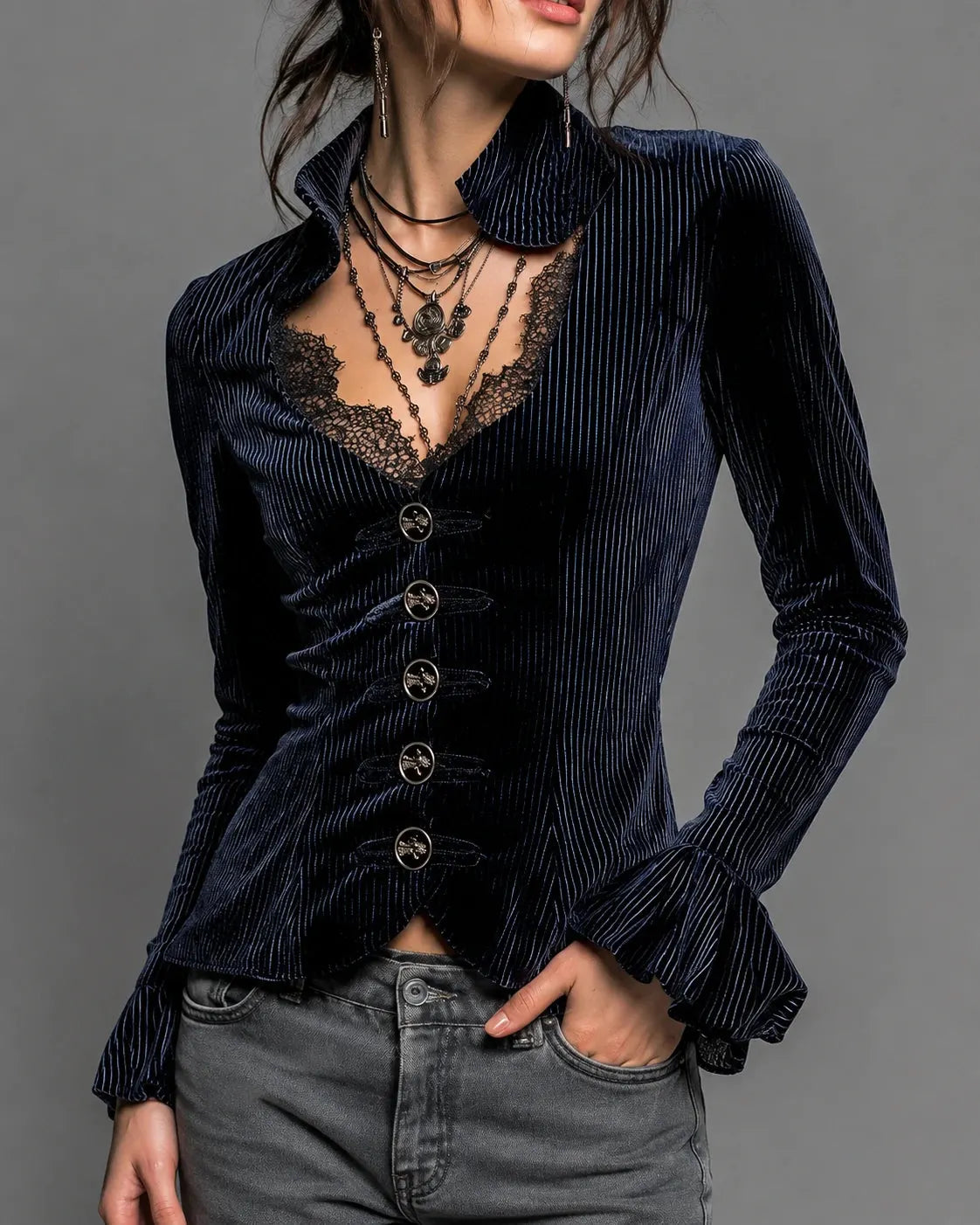 Vintage Shirt in velvet, Designer Aesthetic