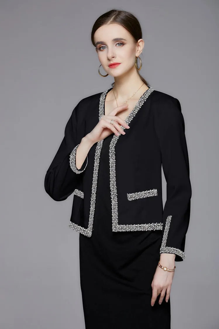 Beaded Open Front Short Coat