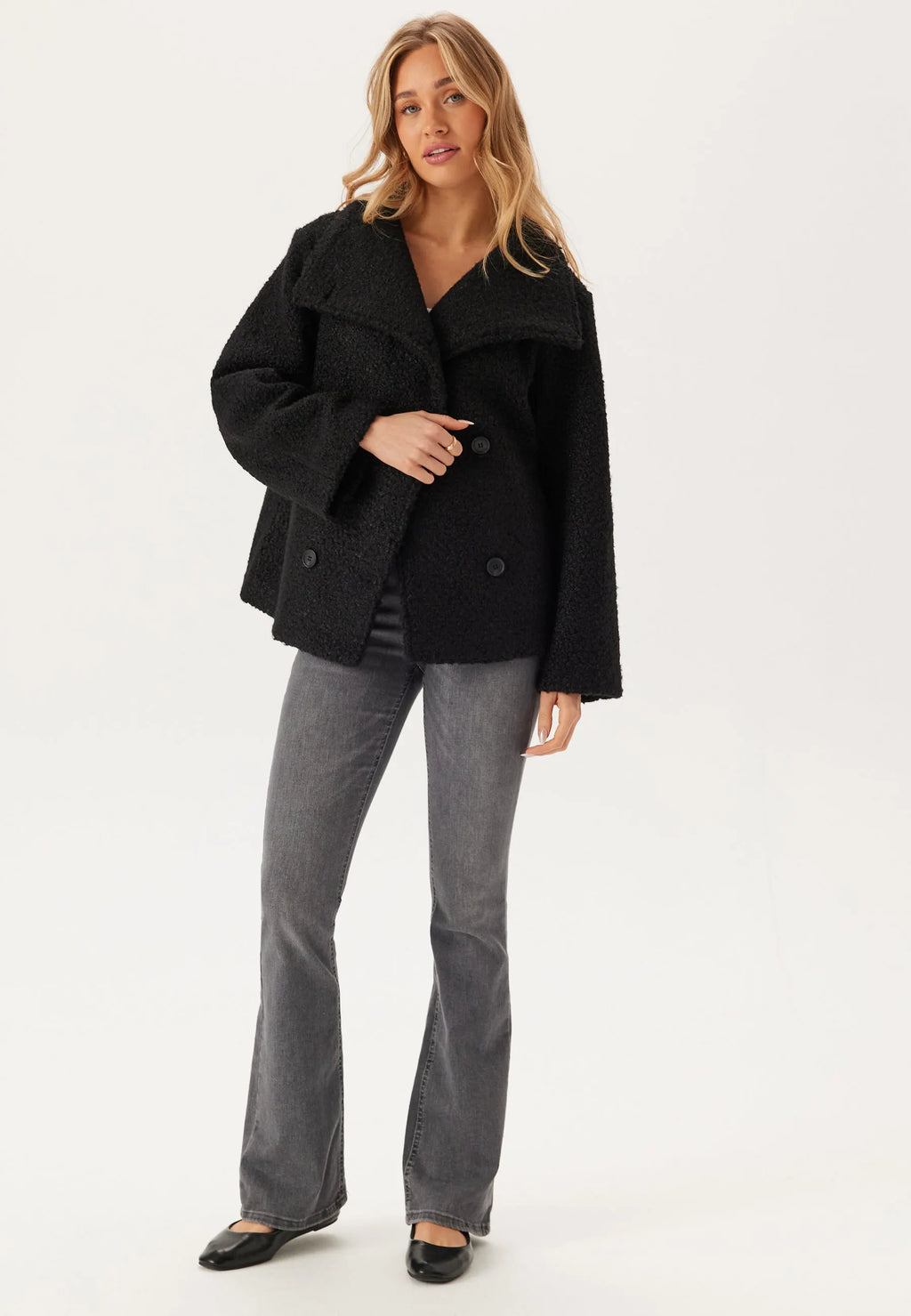 High Neck Short Bouclé Coat