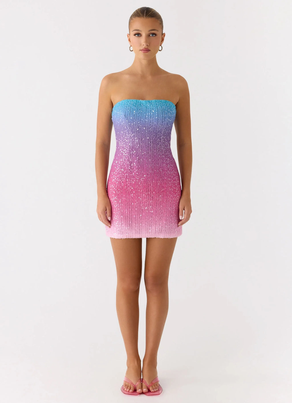 Step Closer Sequin Knit Mini Dress Pink