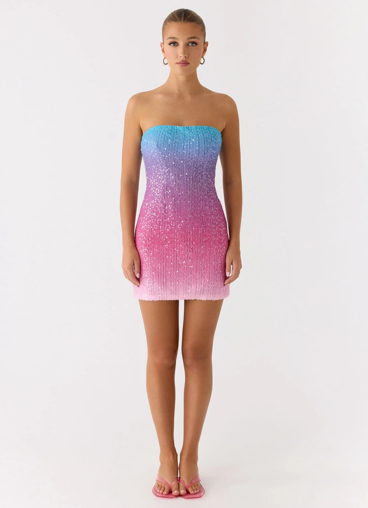 Step Closer Sequin Knit Mini Dress Pink