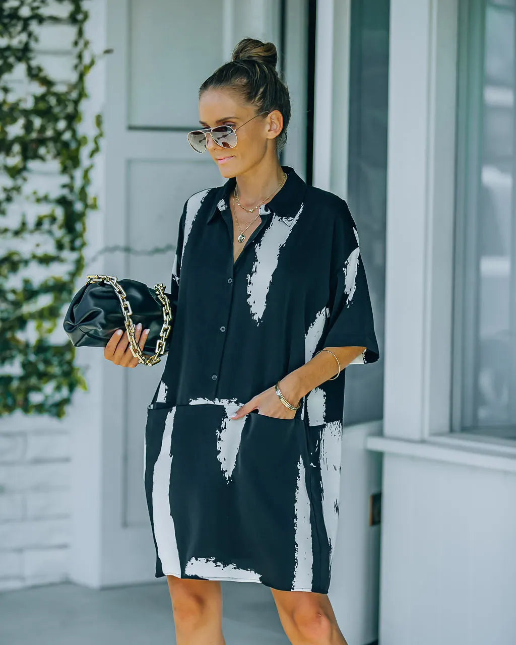 Raelynn Pocketed Button Down Shirt Dress - FINAL SALE